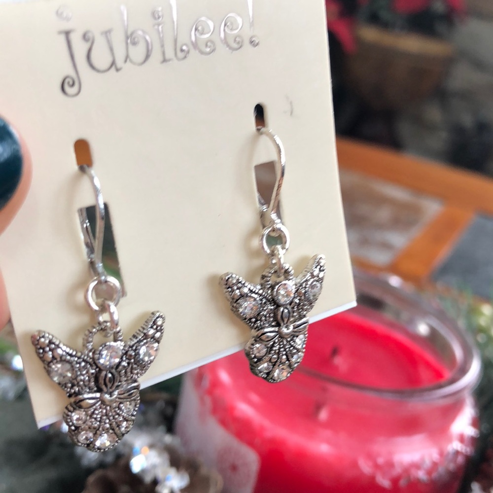 Angel Earrings with Rhinestones - Picture 2 of 3